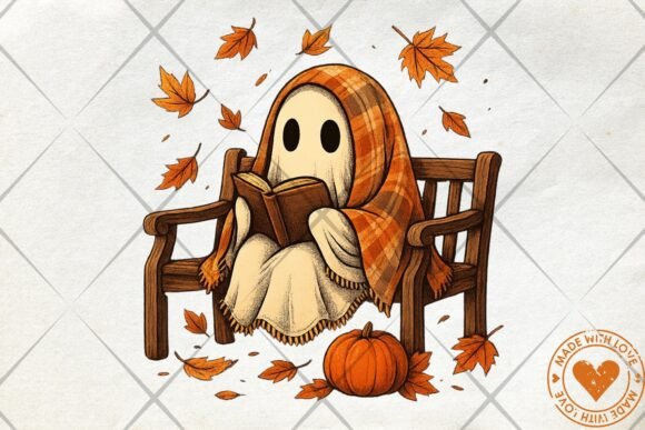 Download Watercolor Cozy Ghost Reading Clipart - Premium Resources