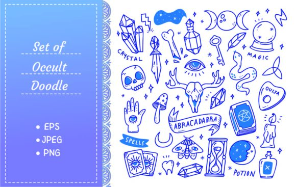 Download Set of Occult Doodles, Mystical Object - Object Collection