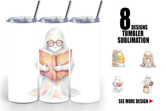 Download Watercolor Reading Ghost Tumbler Wrap - Premium Bundle