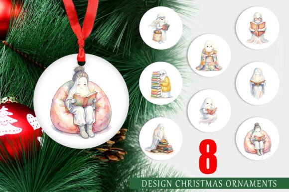 Download Watercolor Reading Ghost Ornament PNG - Premium Bundle