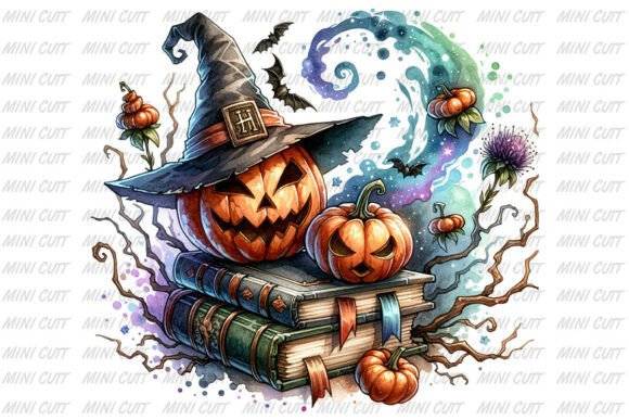 Download Watercolor Pumpkin Ghost Books Clipart - Premium Resources